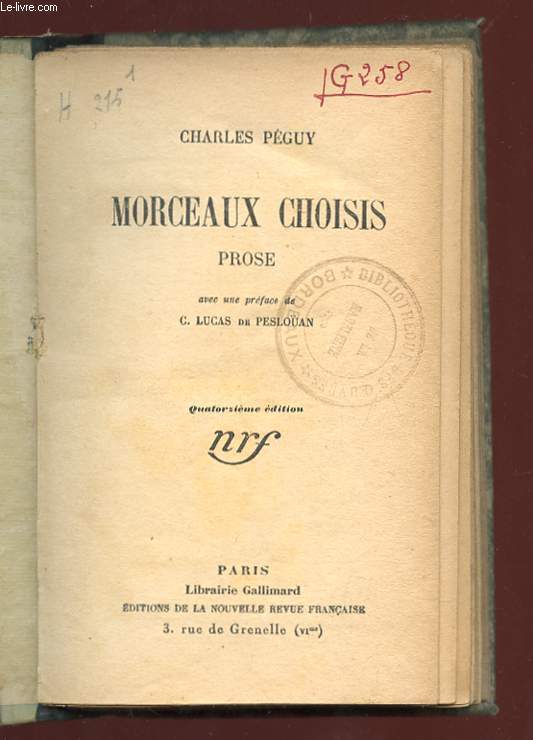 MORCEAUX CHOISIS. PROSE. 14em EDITION.