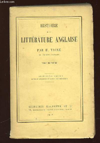 HISTOIRE DE LA LITTERATURE ANGLAISE. TOME 2. 14em EDITION.