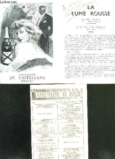 LA LUNE ROUSSE- DONT: FEUILLET DE 4 VOLETS- SPECTACLES DE PARIS 17- 23 JANVIER 1962- N53