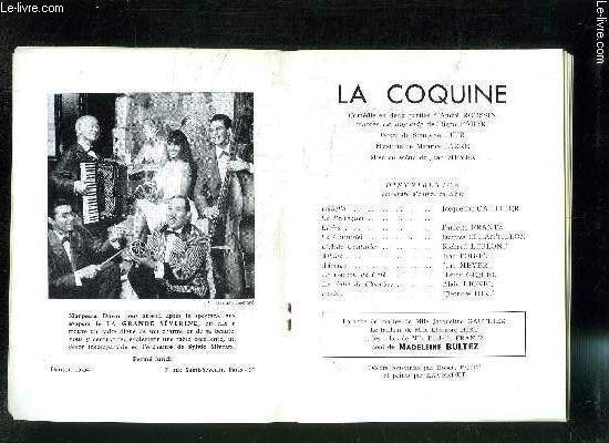 PROGRAMME DE THEATRE: PALAIS ROYAL/ LA COQUINE/ avec en distribution: GAUTHIER- FRANTZ- ECHANTILLON- JEAN POIRET....