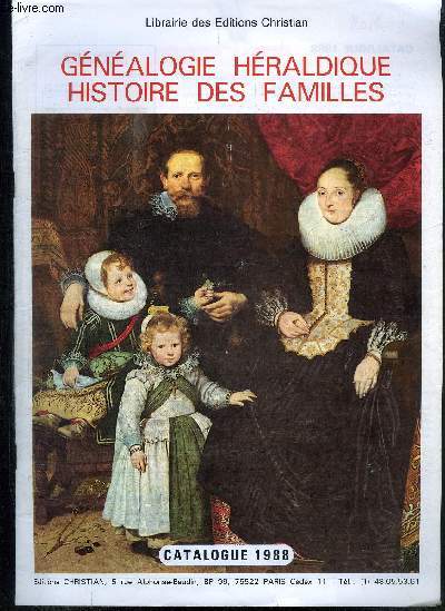 CATALOGUE ANNUEL - GENEALOGIE HERALDIQUE HISTOIRE DES FAMILLES- catalogue 1988