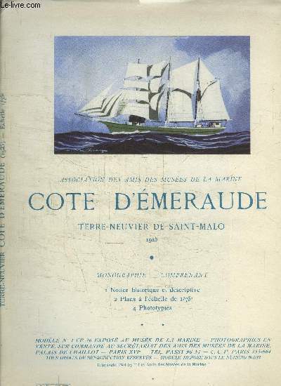 POCHETTE- MONOGRAPHIE: COTE D EMERAUDE TERRE-NEUVIER DE SAINT-MALO 1925
