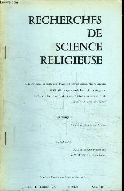 RECHERCHES DE SCIENCE RELIGIEUSE