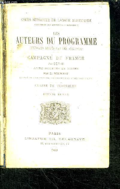 COURS SUPERIEUR DE LANGUE ALLEMANDE - LES AUTEURS DU PROGRAMME (EXTRAITS RELIES PAR DES ANALYSES) - CLASSE 3 / 8 EDITION