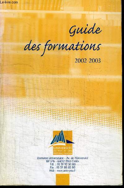 GUIDE DES FORMATIONS 2002-2003
