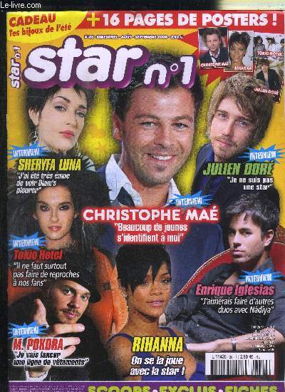 STAR N1 N26 AOUT-SEPT 2008 - Christophe Mae, Sheryfa Luna, Julien Dor, .. - POSTERS ET BIJOUX NON INCLUS
