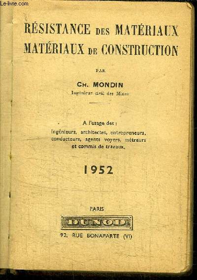 RESISTANCE DES MATERIAUX - MATERIAUX DE CONSTRUCTION
