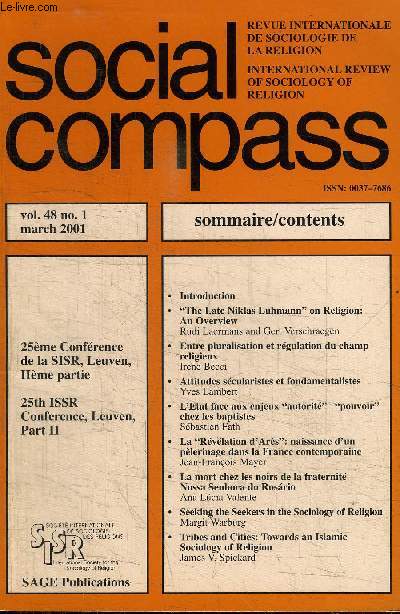 SOCIAL COMPASS VOLUME 48 N1 - 25eme Confrence de la SISR, Leuven, IIeme partie