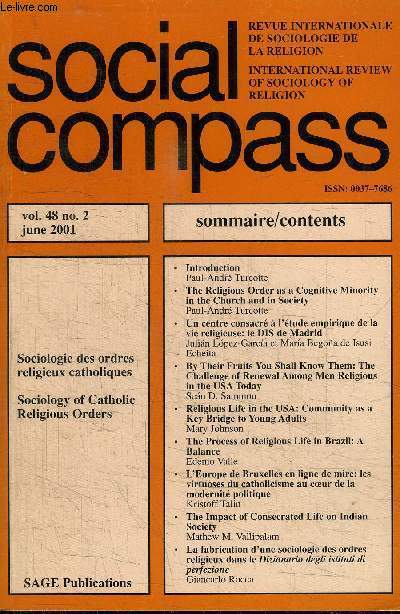 SOCIAL COMPASS VOLUME 48 N2 - Sociologie des ordres religieux catholiques