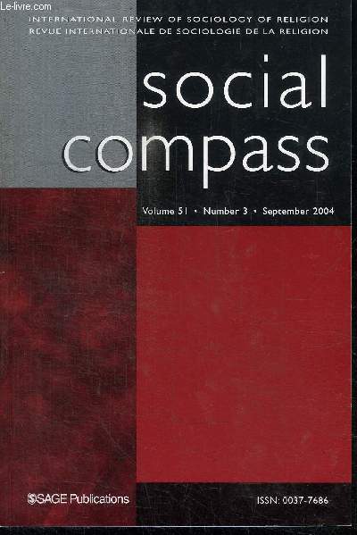 SOCIAL COMPASS VOLUME 51 N3 - Religions des minorits ethniques aux Etats-Unis