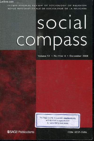 SOCIAL COMPASS VOLUME 51 N4 - Controverses religieuses en Grce orthodoxe contemporaine