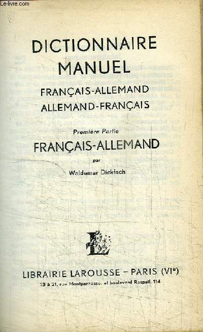 DICTIONNAIRE MANUEL FRANCAIS-ALLEMAND / ALLEMAND-FRANCAIS