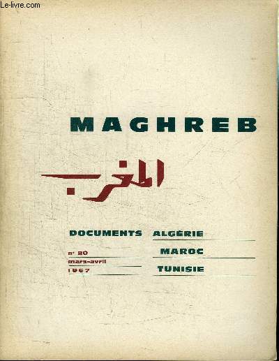 MAGHREB N20 - Rforme et lections communales en Algrie, Le voyage du roi Hassan II  Washington et les relations du Maroc et des Etats-Unis, ...