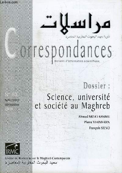 CORRESPONDANCES N63 - Science, universit et socit au Maghreb, ...