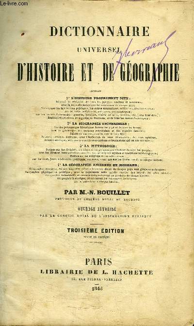 DICTIONNAIRE UNIVERSEL D'HISTOIRE ET DE GEOGRAPHIE