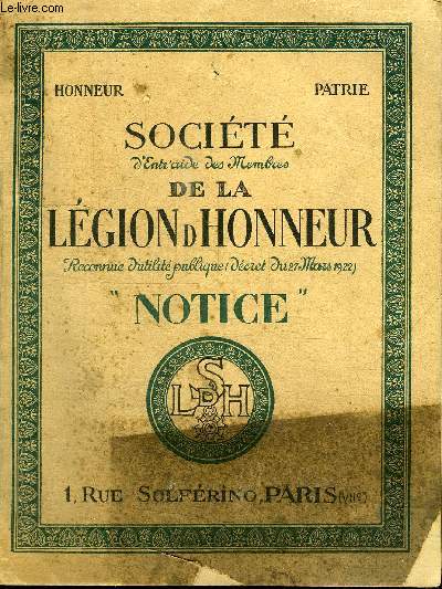 SOCIETE DE LA LEGION D'HONNEUR