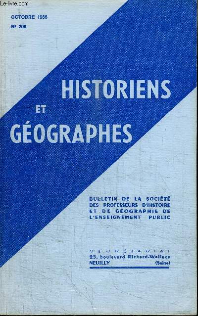 HISTORIENS ET GEOGRAPHES N200 - Ncrologie : Andr Allix, stade de l'enseignement de l'histoire, de la gographie et de l'instruction civique dans les classes de terminales, ...