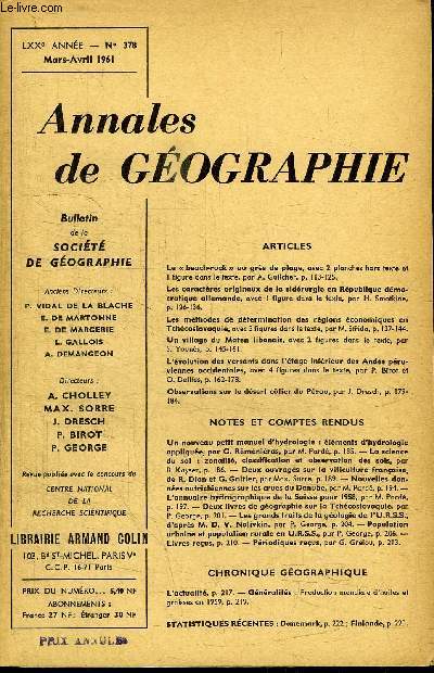 ANNALES DE GEOGRAPHIE N378 - Le 