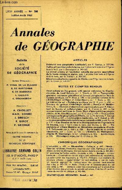 ANNALES DE GEOGRAPHIE N380 - Existe-t-il une gographie applique ?, failles et tremblements de terre, ...