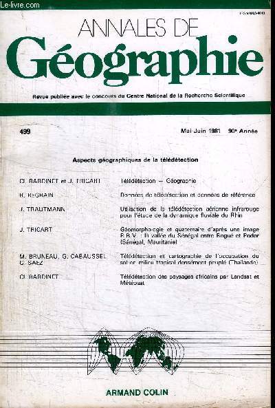 ANNALES DE GEOGRAPHIE N499 - Tldtection - gographie, donnes de tldtection et donnes de rfrence, utilisation de la tldtection arienne infrarouge pour l'tude de la dynamique fluviale du Rhin, ...