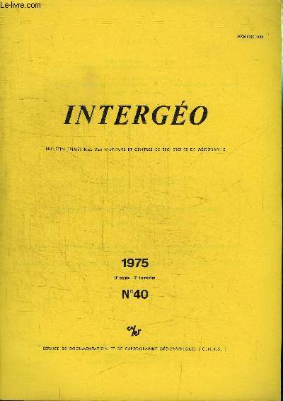 BULLETIN INTERGEO N40 - Annuaire des gographes de la France et de l'Afrique francophone, ...