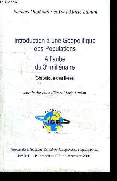 INTRODUCTION A UNE GEOPOLITIQUE DES POPULATIONS - A L'AUBE DU 3e MILLENAIRE