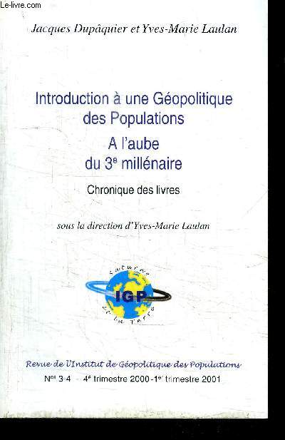 INTRODUCTION A UNE GEOPOLITIQUE DES POPULATIONS - A L'AUBE DU 3e MILLENAIRE