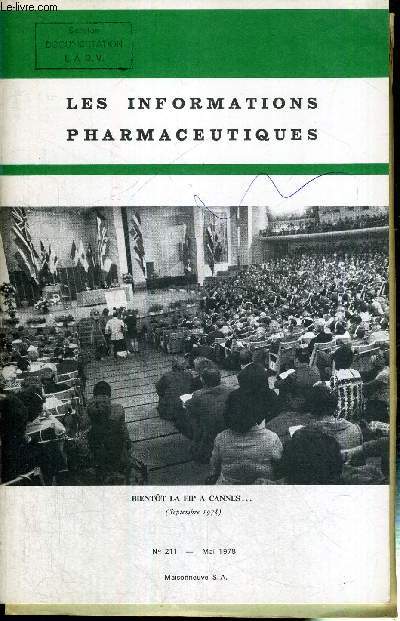 LES INFORMATIONS PHARMACEUTIQUES - N211 - mai 1978 / Bientt la FIP  Cannes ( septembre 1978)