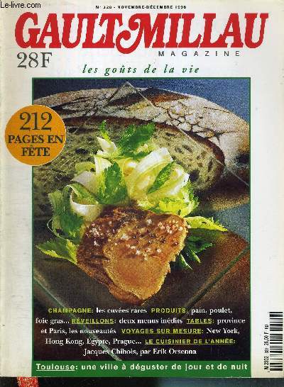 GAULT MILLAU - N320- NOVEMBRE DECEMBRE 1996 - les gouts de la vie - Champagne : les cuves rares / Produits : pain, poulet, foie gras... / rveillons : 2 menus indits / tables : province et Paris, les nouveauts...