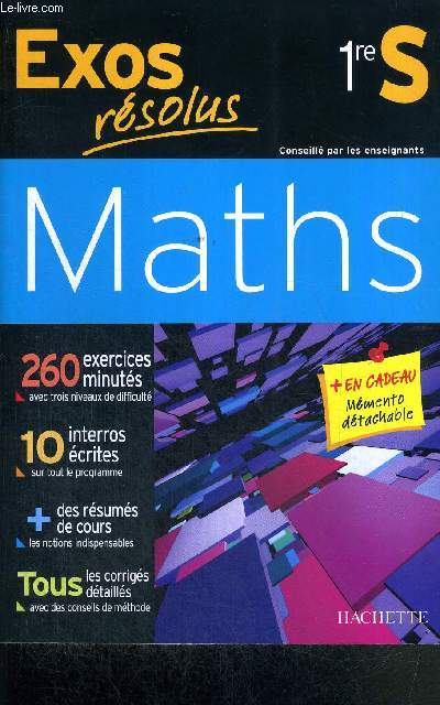 MATHS 1RE S - EXOS RESOLUS + 1 MEMENTO DE POCHE DETACHABLE