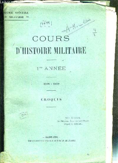 LOT DE NOMBREUSES CARTES ET COURS D'HISTOIRE MILITAIRE- 1RE ANNEE 1938-1939 - CROQUIS