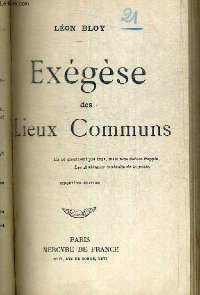 EXEGESE DES LIEUX COMMUNS
