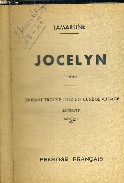 JOCELYN - EPISODE - JOURNAL RETROUVE CHEZ UN CURRE DE VILLAGE (EXTRAITS) - collection prestige franais