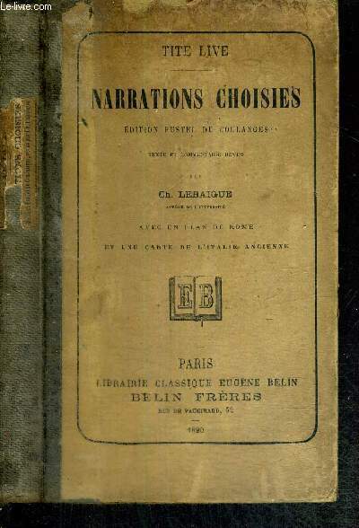 NARRATIONS CHOISIES - EDITION FUSTEL DE COULANGES