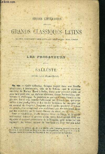 LES PROSATEURS - ETUDES LITTERAIRES SUR LES GRANDS CLASSIQUES LATINS