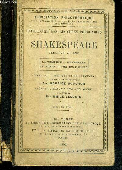 REPERTOIRE DES LECTURES POPULAIRES - SHAKESPEARE - DEUXIEME VOLUME