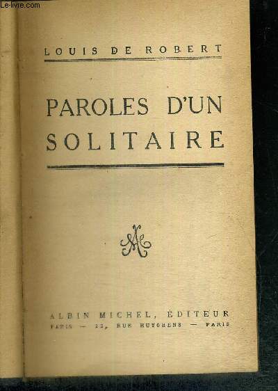 PAROLES D'UN SOLITAIRE