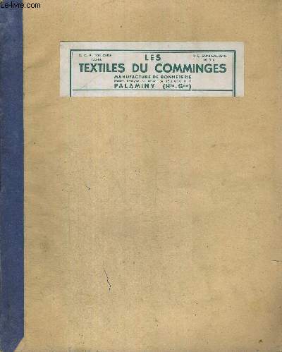 1 CAHIER DE BORDEREAU : LES TEXTILES DU COMMINGES - MANUFACTURE DE BONNETERIE