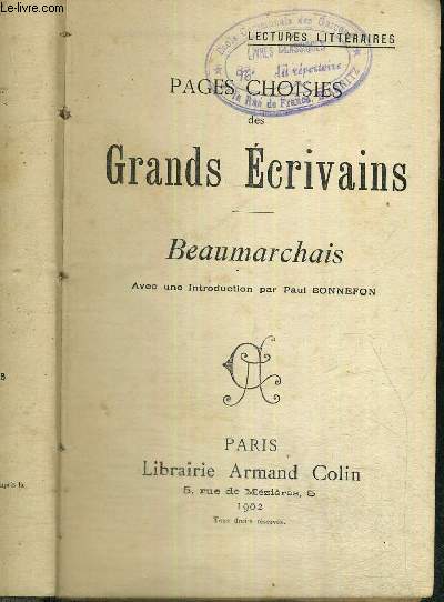 PAGES CHOISIES DES GRANDS ECRIVAINS