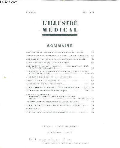 L'ILLUSTRE MEDICAL - N3 - 1323 - 1re anne / une nouvelle acquisition des muses nationaux / le banquet de l'internat - la mdaille de Landouzy / une dlgation de mdecins espagnols en France / XXXIIe congrs de mdecins espagnols en France...