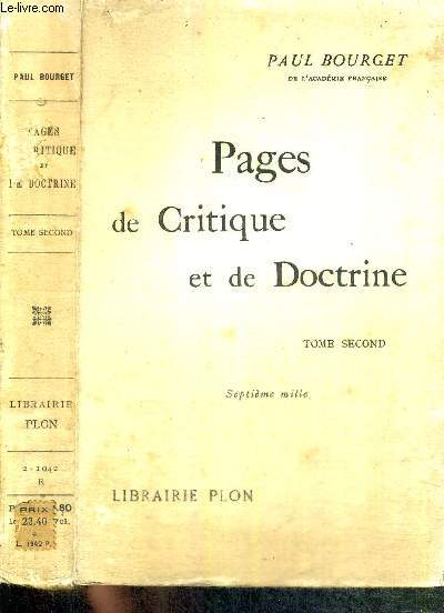 PAGES DE CRITIQUE ET DE DOCTRINE - TOME 2 - THESES TRADITIONALISTES - QUELQUES EXEMPLES