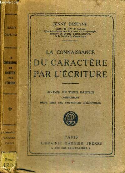 LA CONNAISSANCE DU CARACTERE PAR L'ECRITURE