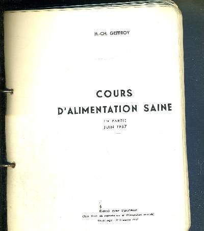 COURS D'ALIMENTATION SAINE - 1RE PARTIE - JUIN 1957