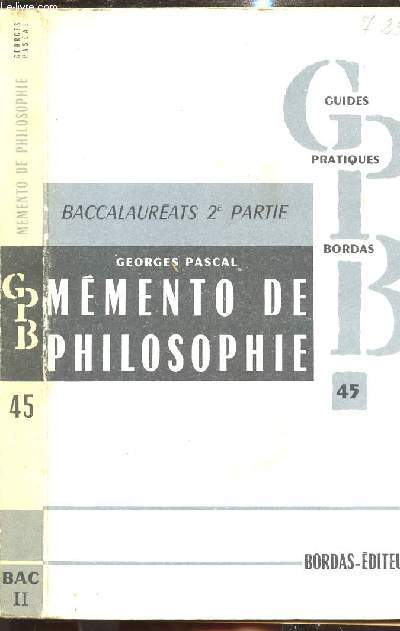 MEMENTO DE PHILOSOPHIE DU BACCALAUREAT