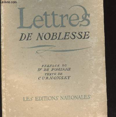 LETTRES DE NOBLESSE