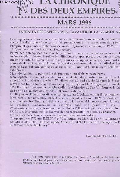 LA CHRONIQUE DES DEUX EMPIRES - MARS 1996