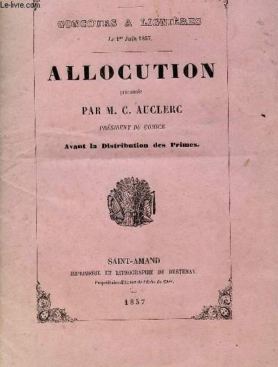 ALLOCUTION PRONONCEE PAR M. C. AUCLERC