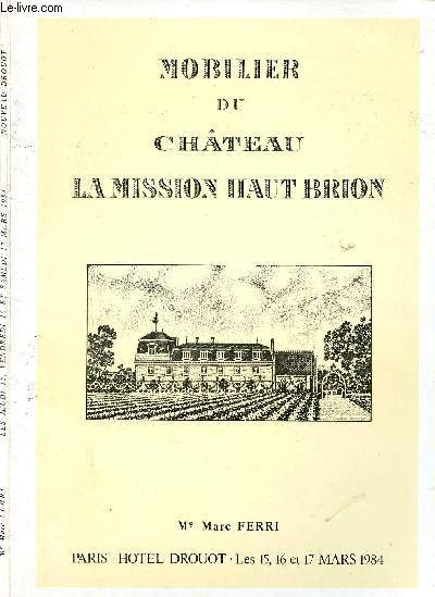 CATALOGUE : MOBILIER DU CAHTEAU - LA MISSION HAUT BRION