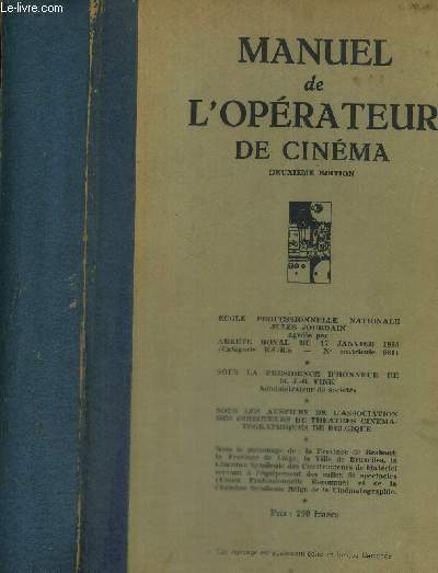 MANUEL DE L'OPERATEUR DE CINEMA