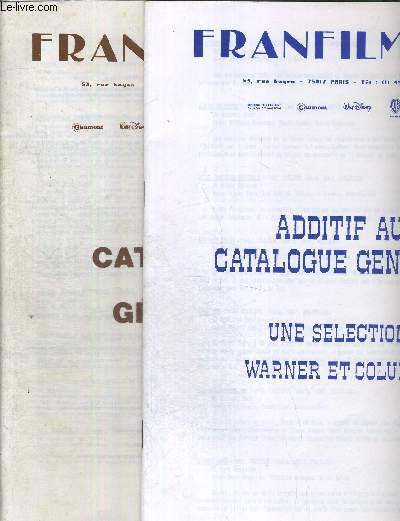 LOT DE 2 VOLUMES : CATALOGUE GENERAL + ADDITIF AU CATALOGUE GENERAL - UNE SELECTION WARNER ET COLUMBIA